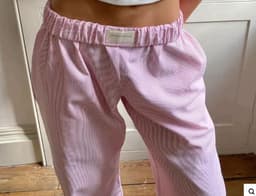 image-Women's Cotton Wide Leg Trousers - Sky Blue Elastic Waist