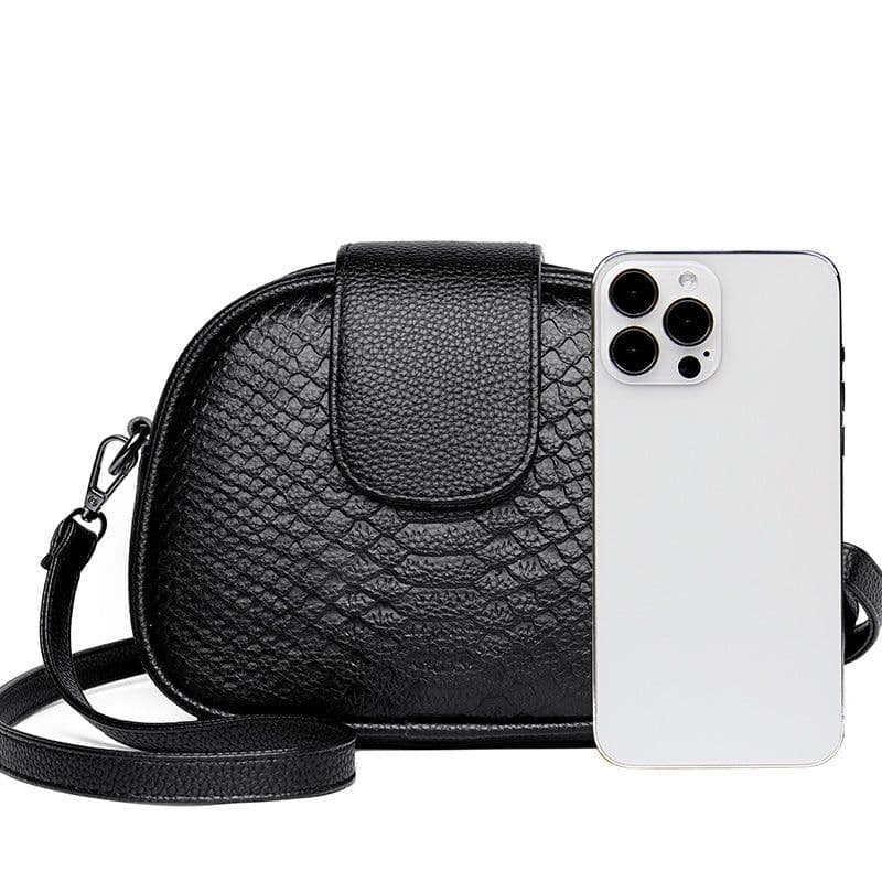 image-Genuine Leather Women's Crossbody Bag - Black Large Capacity 2023