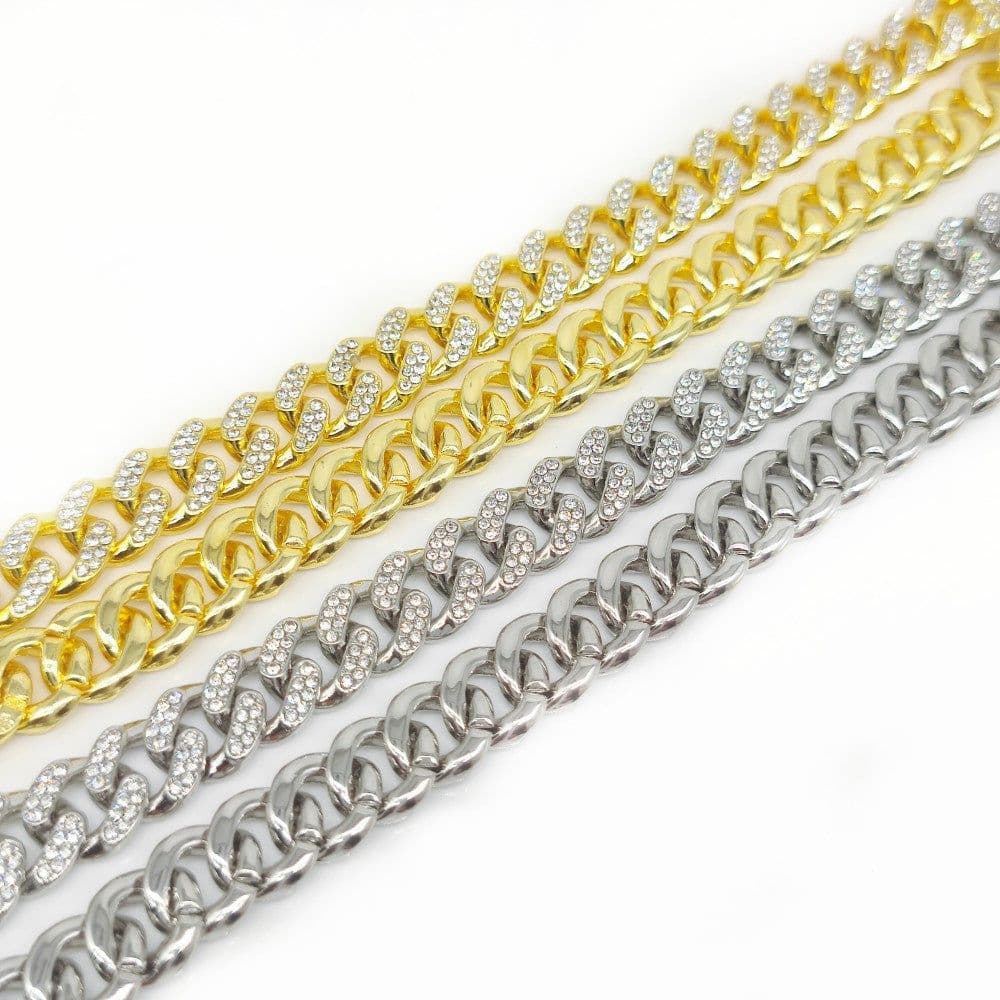 image-Chijomi Alloy Cuban Chain Necklace - Black 70cm