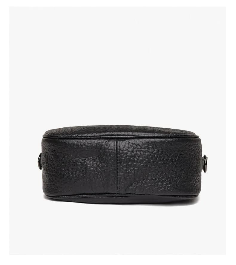 image-Cowhide Leather Saddle Bag - Khaki Small Square