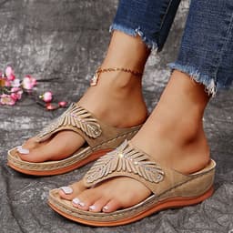 image-Herringbone Sandals - Khaki Size 43 PU EVA