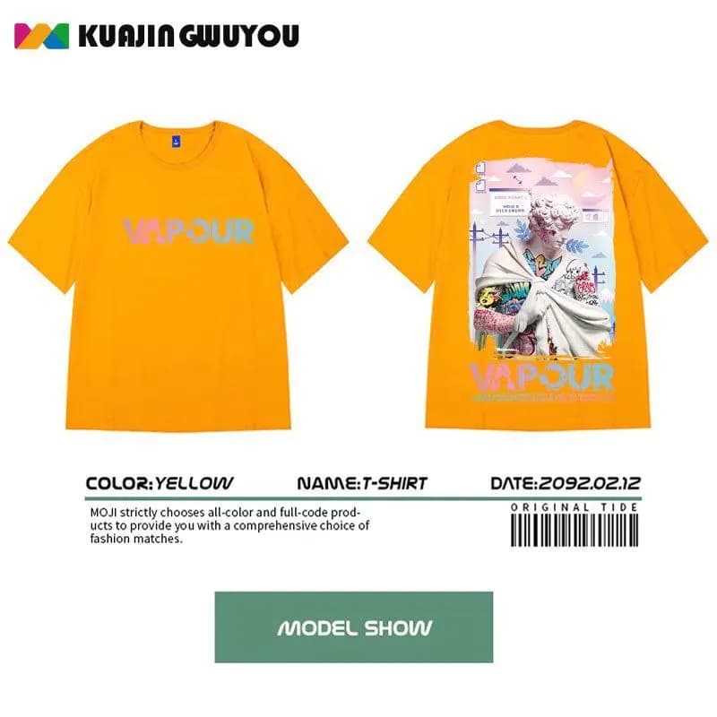 image-Orange T-Shirt Men 3XL Round Neck Short Sleeve