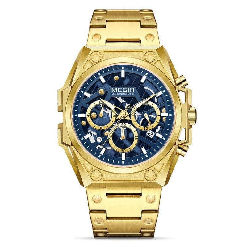 image-MEGIR 47mm Men's Sports Watch - Multi-Function Waterproof Silver Dial 50m