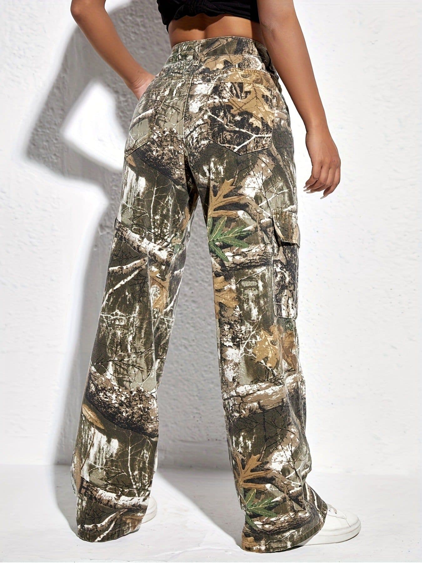 image-Women's High Waist Straight Denim Trousers - Casual