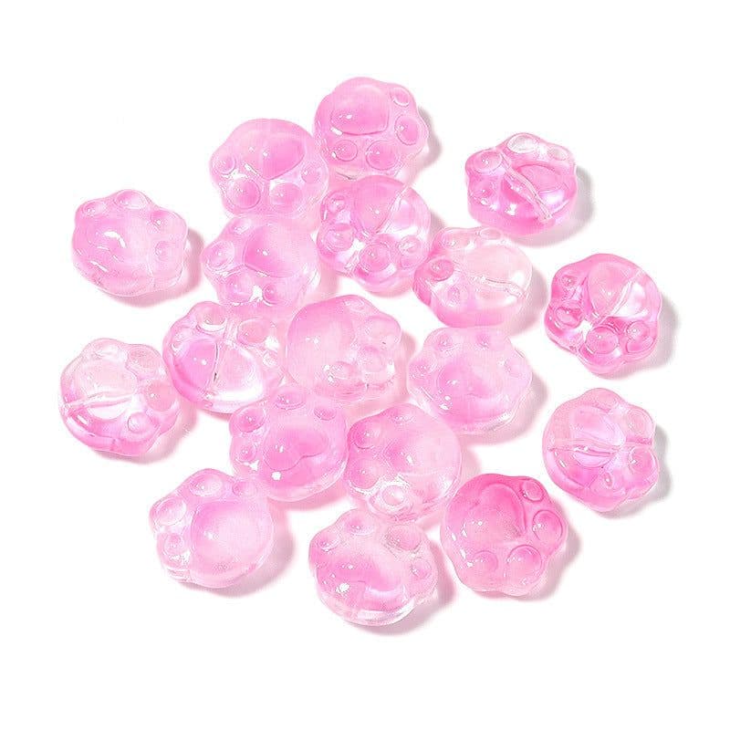 image-Glass Bear Claw Beads 20pcs - Colorful 3D Cat Claw DIY