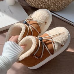 image-Retro Plus Size Women's Velvet Snow Boots - Warm Thick Cotton Slippers