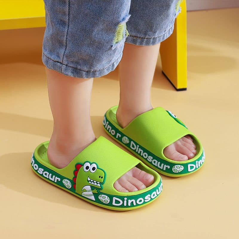 image-Children's Dinosaur Flip Flop Slippers - Non-slip PVC
