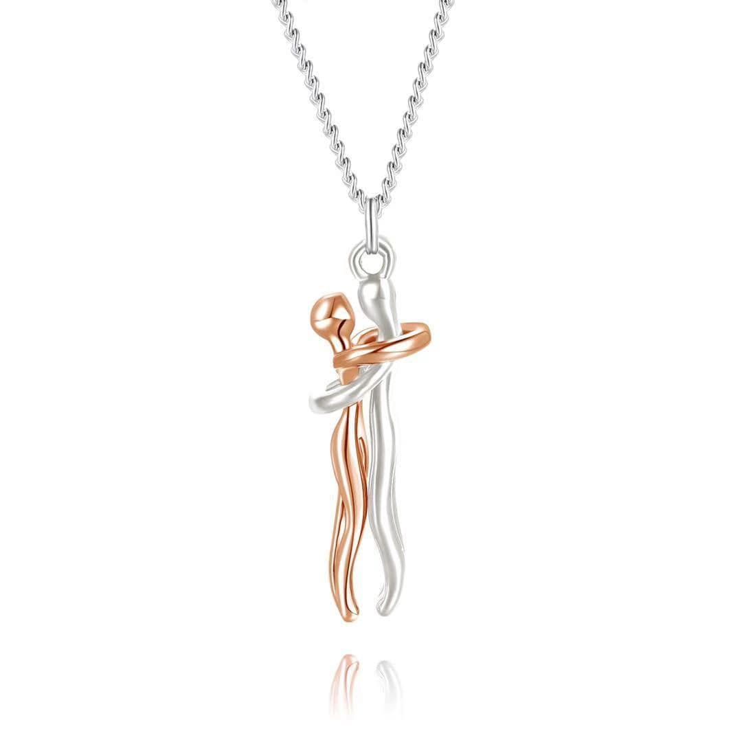 image-Two Tone Rose Gold White Hug Necklace For Women Clavicle Pendant