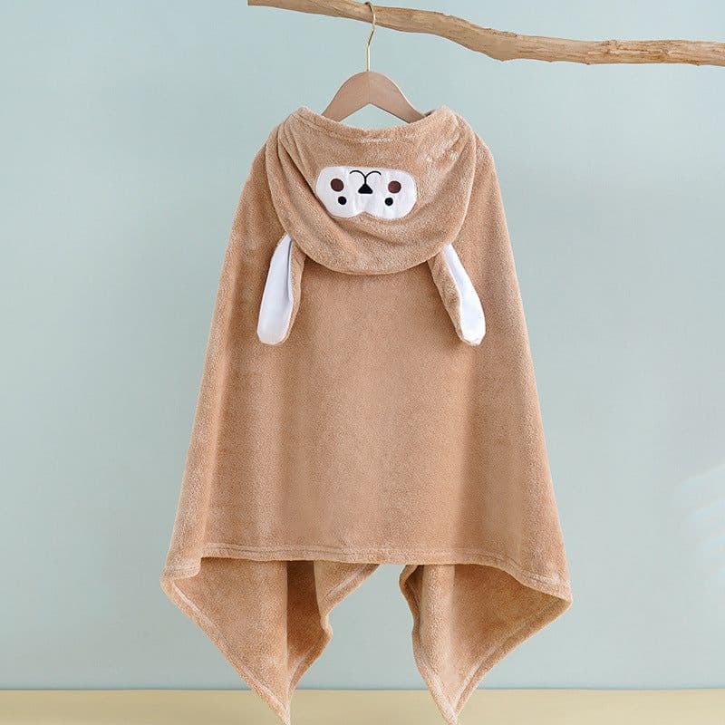 image-Bo Chuhui Long-eared Monkey Hooded Bathrobe - Purple Coral Fleece