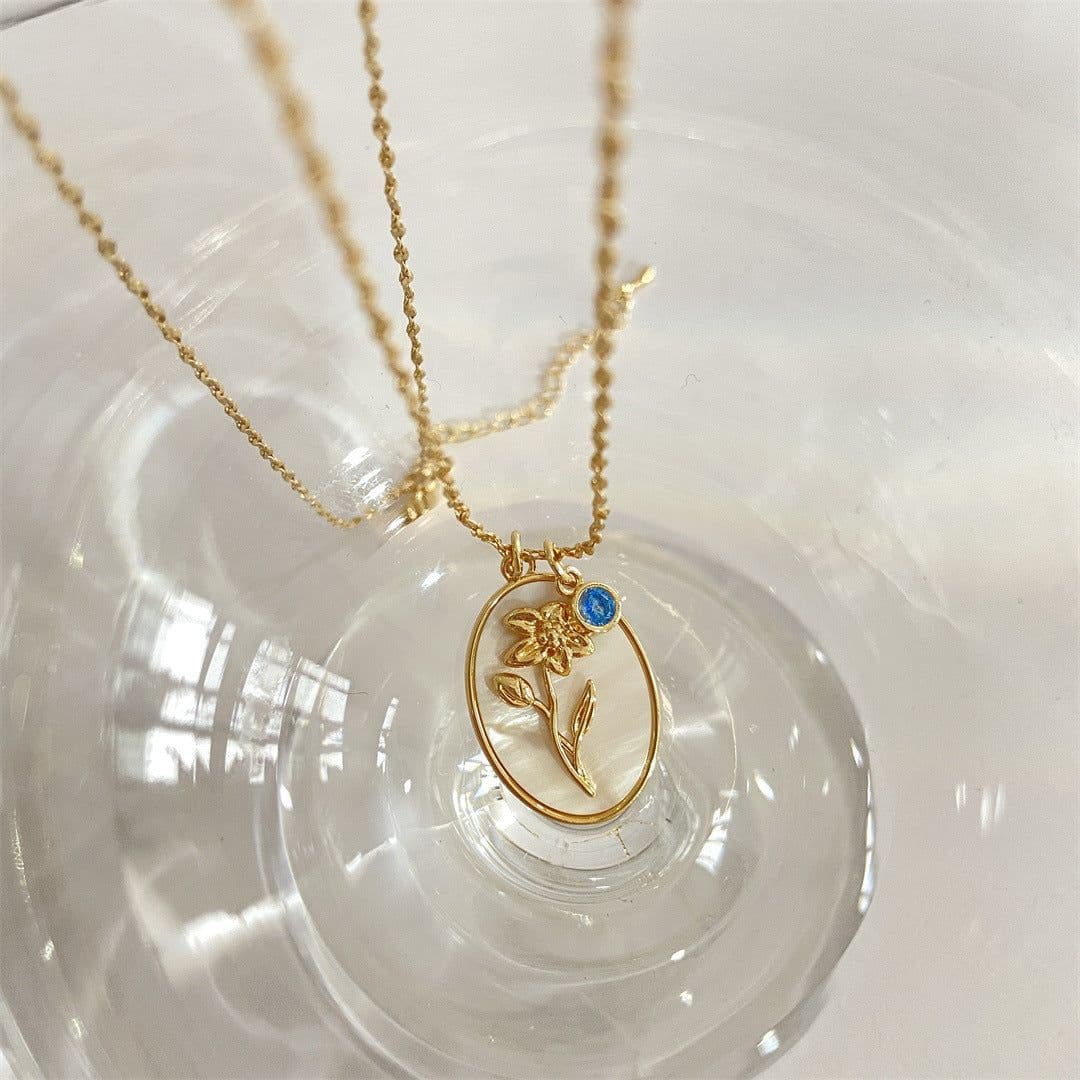 image-December Flower Necklace - Sunflower Copper Clavicle Chain 21-50cm
