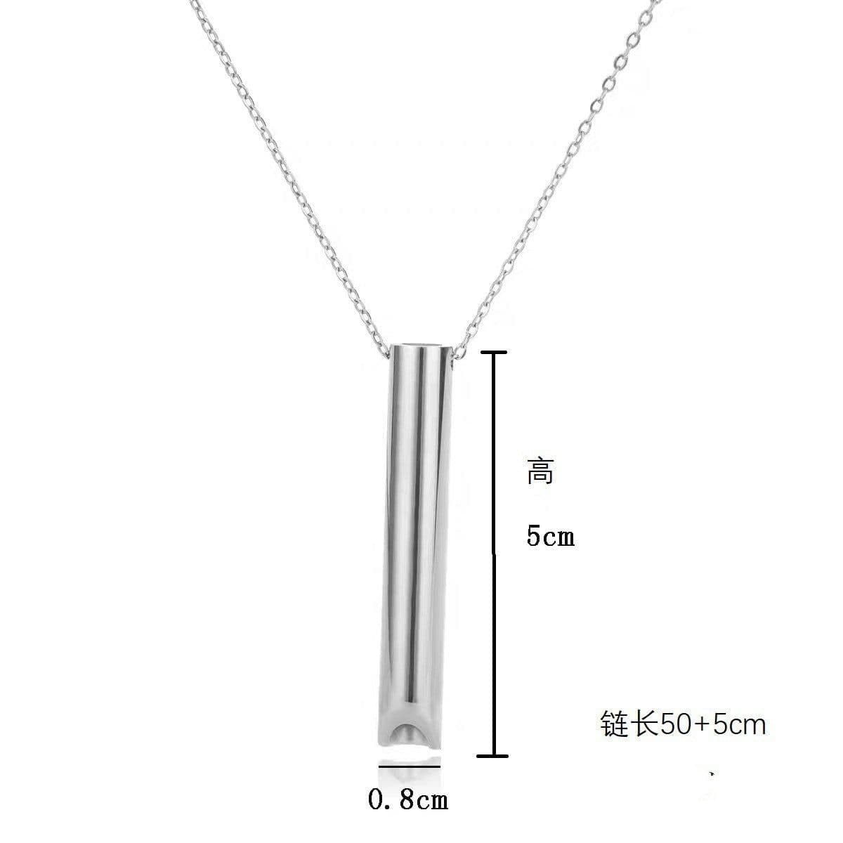 image-Mindfulness Titanium Steel Whistle Pendant Necklace - 41-50cm Adjustable