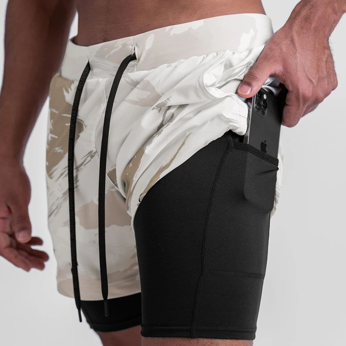image-Men's Sports Shorts - Black Breathable Gym Training