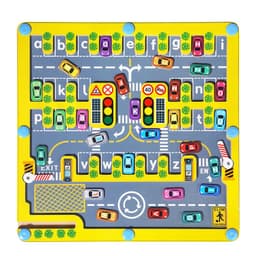 image-Magnetic Letter Matching Parking Maze Game - Wood