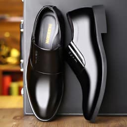 image-Yu Xiuyuan Men's Leather Business Shoes Black Low Heel 44