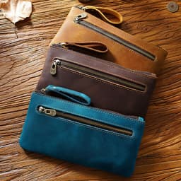 image-Retro Crazy Horse Leather Zipper Pen Bag Large Capacity Portable --- (57 characters)