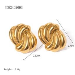 image-18k Gold Plated Stainless Steel Wave Earrings