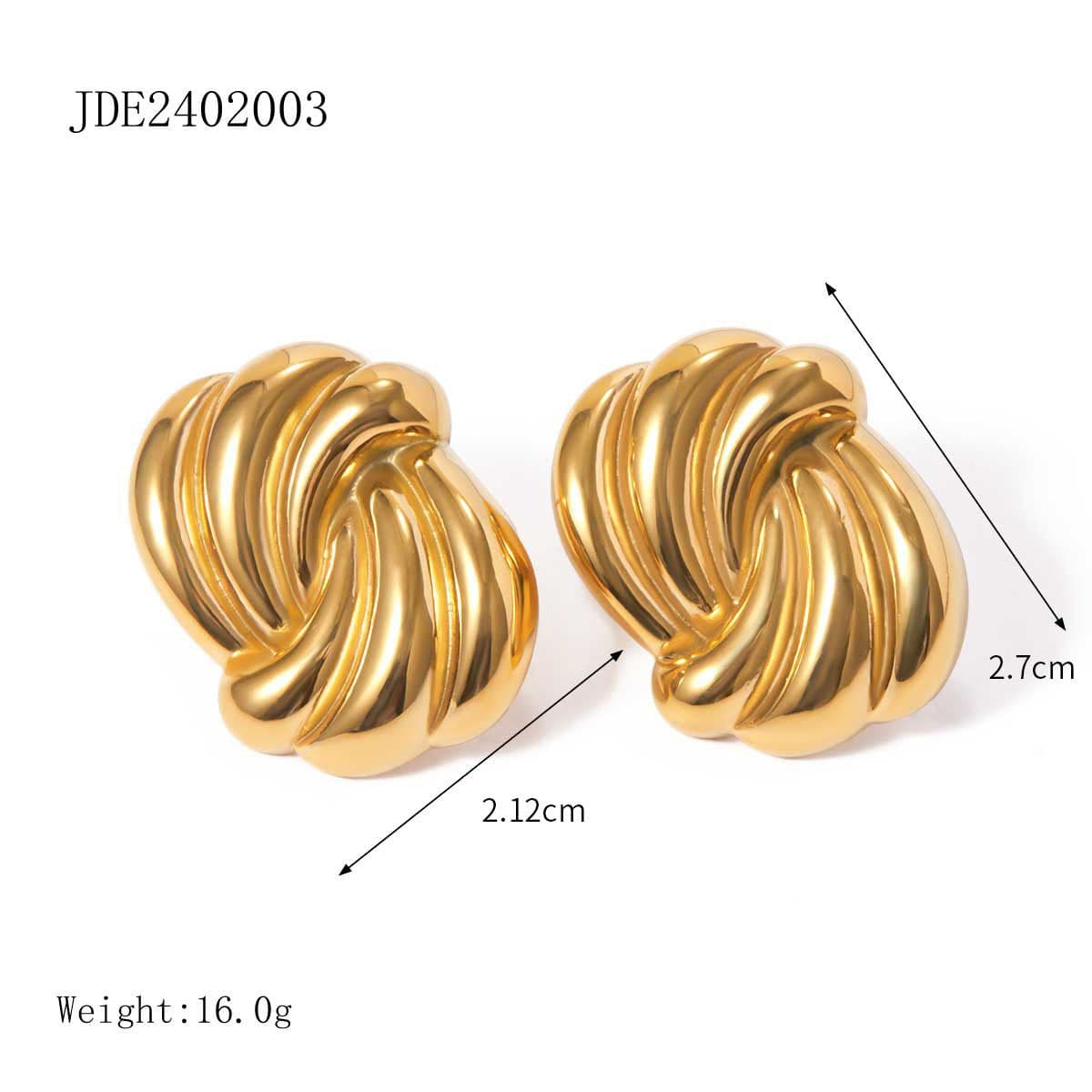 image-18k Gold Plated Stainless Steel Wave Earrings