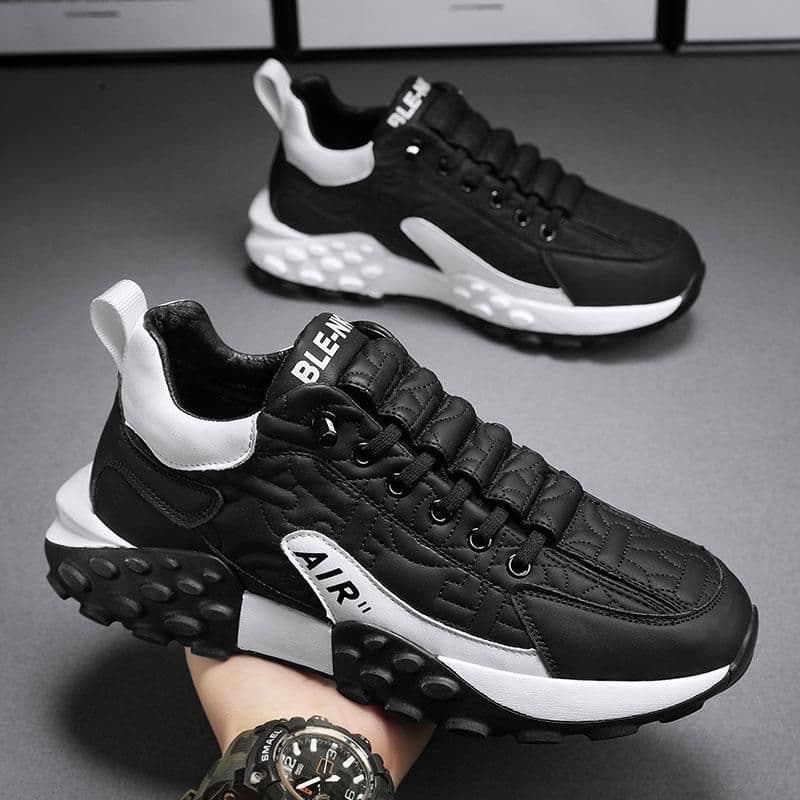 image-Men's Sports Casual Shoes - Black Orange Low Top