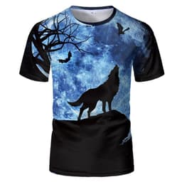 image-Wolf 3D Print T-Shirt - Black Short Sleeve