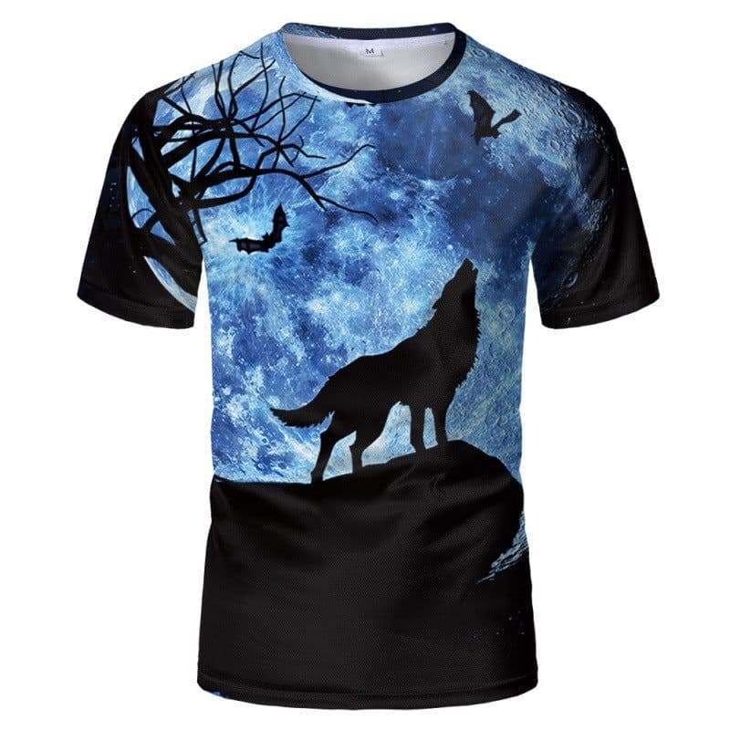 image-Wolf 3D Print T-Shirt - Black Short Sleeve