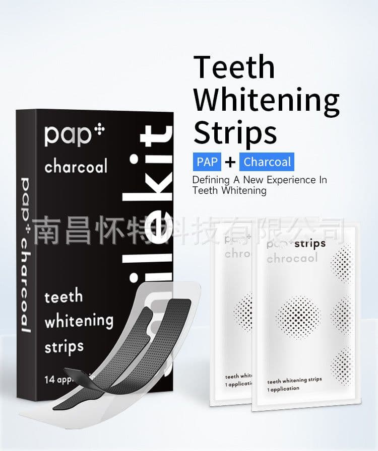 image-Bamboo Charcoal Mint Teeth Whitening Strips - Activated Charcoal