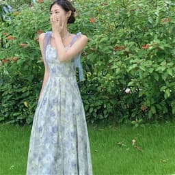image-Suspender A-Line Dress Women Summer Floral Print
