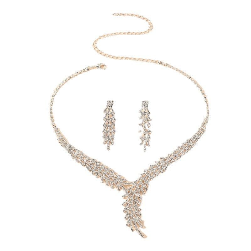 image-Rhinestone Claw Chain Necklace & Earrings Set - Fashion Accessories (64 characters)