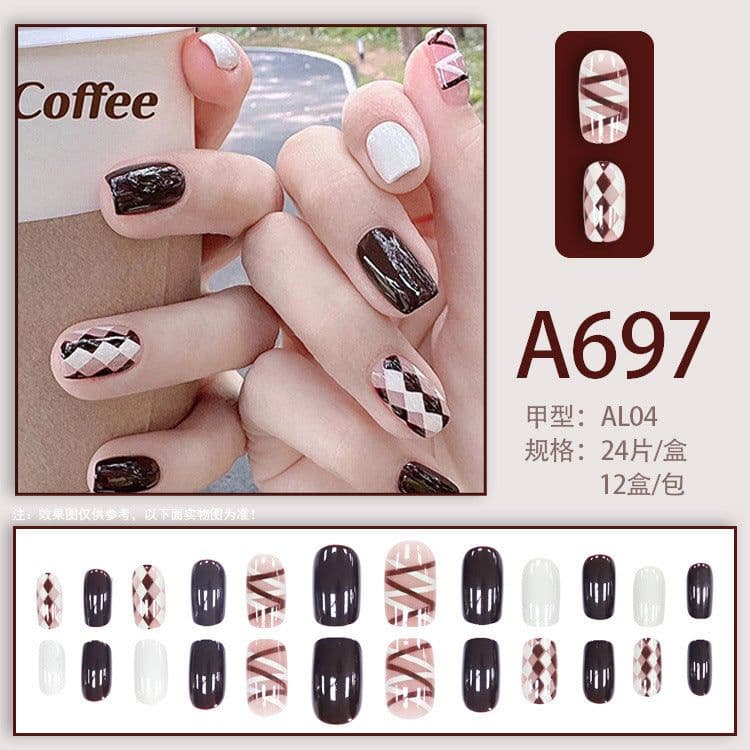 image-Autumn and winter gentle, sweet and pure desire INS style manicure wear nail polish girl whitening printed ice transparent fake nail polish