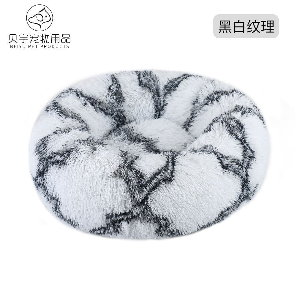 image-Plush cat litter kennel round removable and washable kennel winter warmth pet supplies bed dog bed kennel