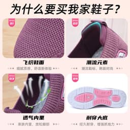 image-Jin Shiyuan Women's Casual Shoes - Purple Mesh Low Heel