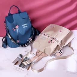 image-Ethnic style 3D embroidered backpack women's