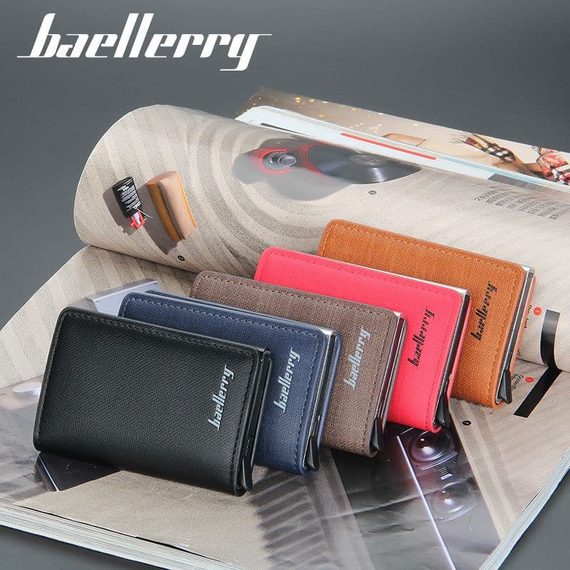 image-2021 new men's and women's neutral card holder metal aluminum shell anti-magnetic automatic pop-up rfid business card holder card holder