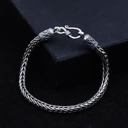 image-Sterling Silver Thai Men's Mantra Bracelet 20cm 925 Silver