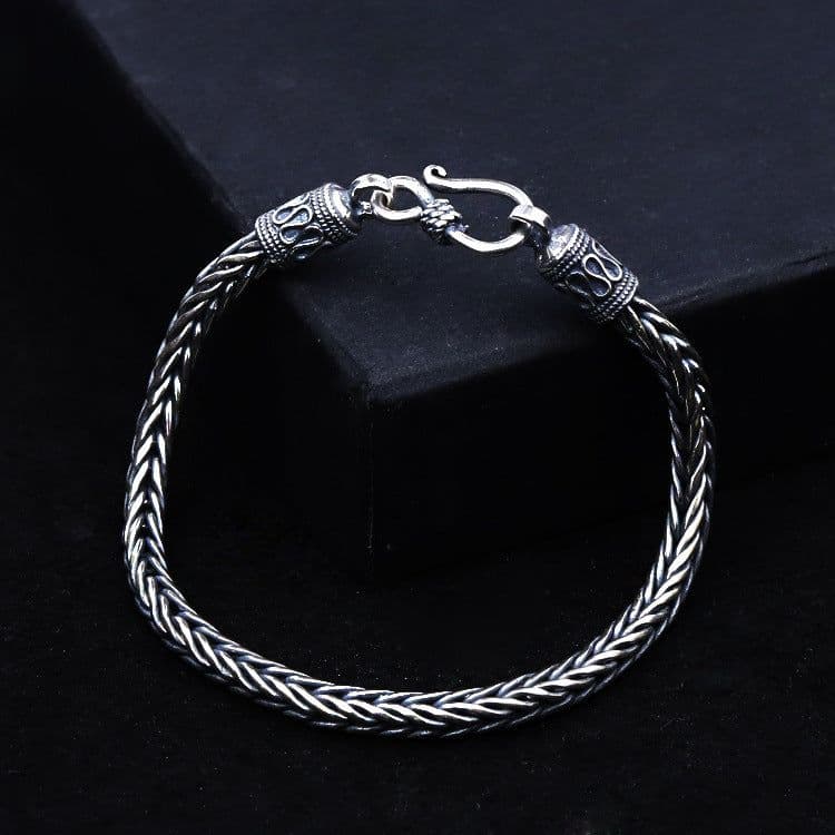 image-Sterling Silver Thai Men's Mantra Bracelet 20cm 925 Silver