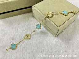 image-High-End Five-Flower Bracelet Rose Gold Clavicle Chain Thickened Electroplating Wholesale
