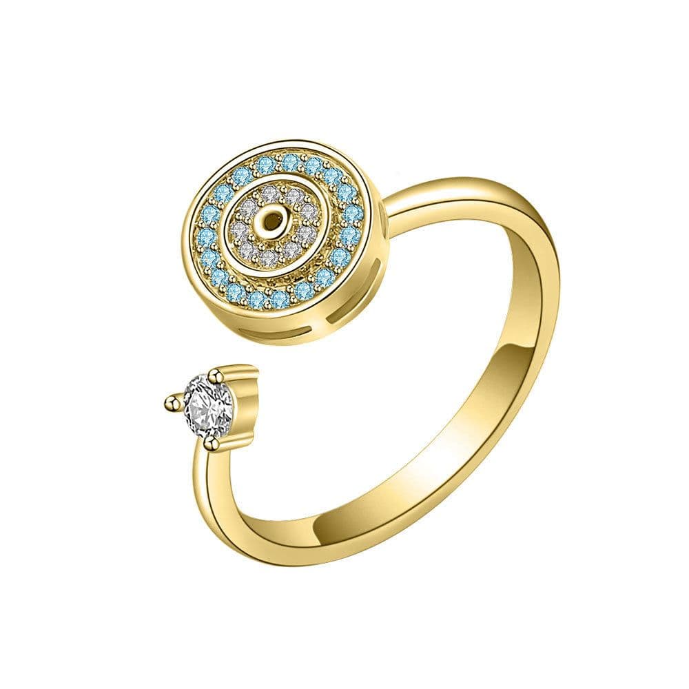 image-Devil's Eye Zircon Adjustable Ring - Platinum Copper Geometry