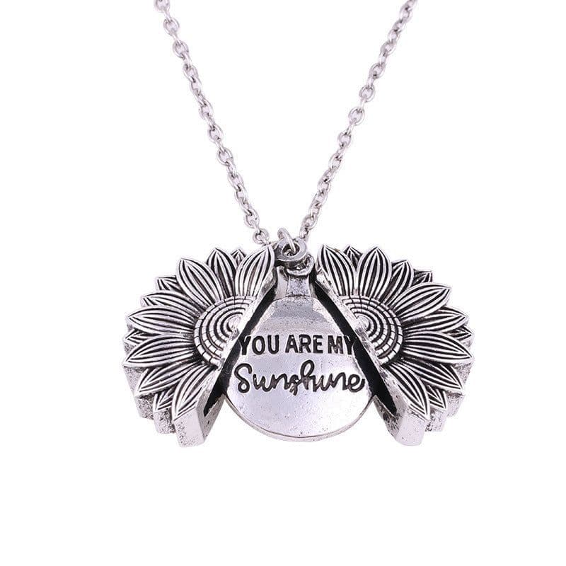 image-Sunflower double lettering necklace Alloy flower short clavicle chain you are my sunshine manufacturer