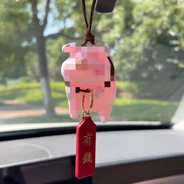 image-Car Decoration Car Pendant Car Pendant Pendant Net Red Pig High-end Rearview Mirror Ornament Cute Pig