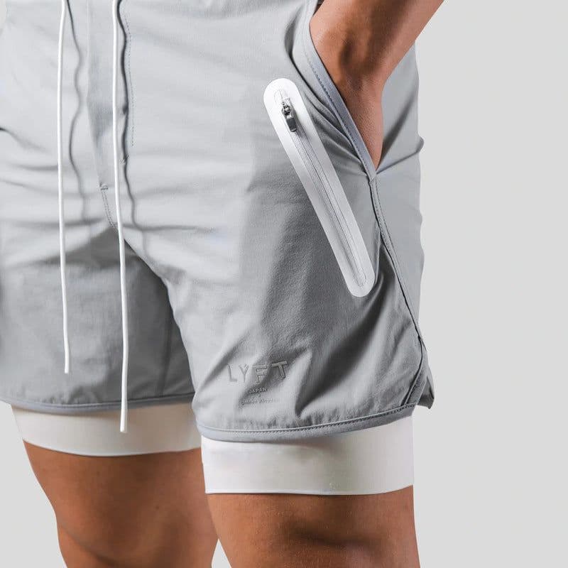 image-Summer LYFT new men's sports and leisure shorts double-layer fake two-piece basketball fitness perspiration quick-drying shorts