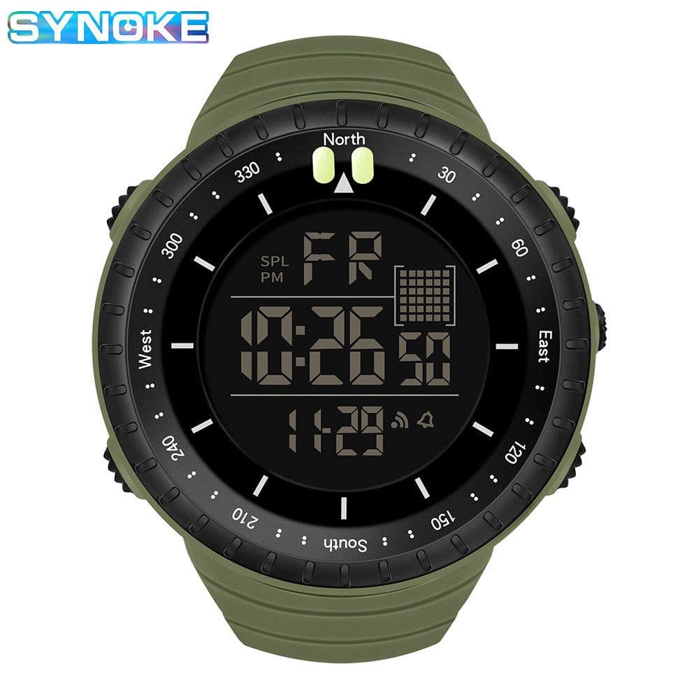 image-Men's Sports Watch - Army Green, 50m Waterproof, Luminous, Large Screen