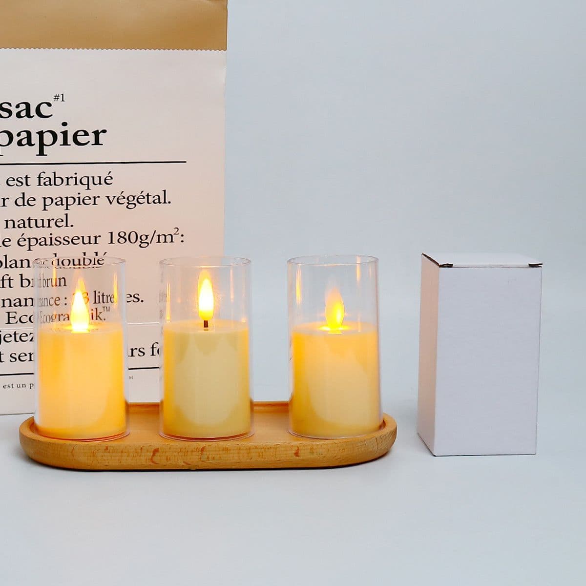 image-Zhu Sheng LED Candle - White Cylindrical Christmas LED Candle Set of 3