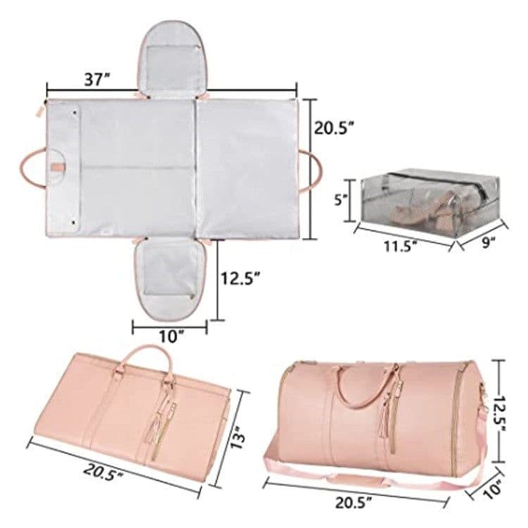 image-Spot Travel Duffle Bag - Off White PU Leather Large
