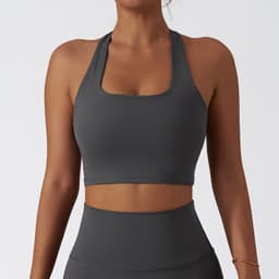 image-Back Halter Sports Bra - Quick-Dry Yoga Black