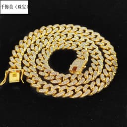 image-Chijomi Alloy Cuban Chain Necklace - Black 70cm