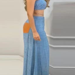 image-Caramel Women's Tube Top Pant Suit - Light Blue Sleeveless