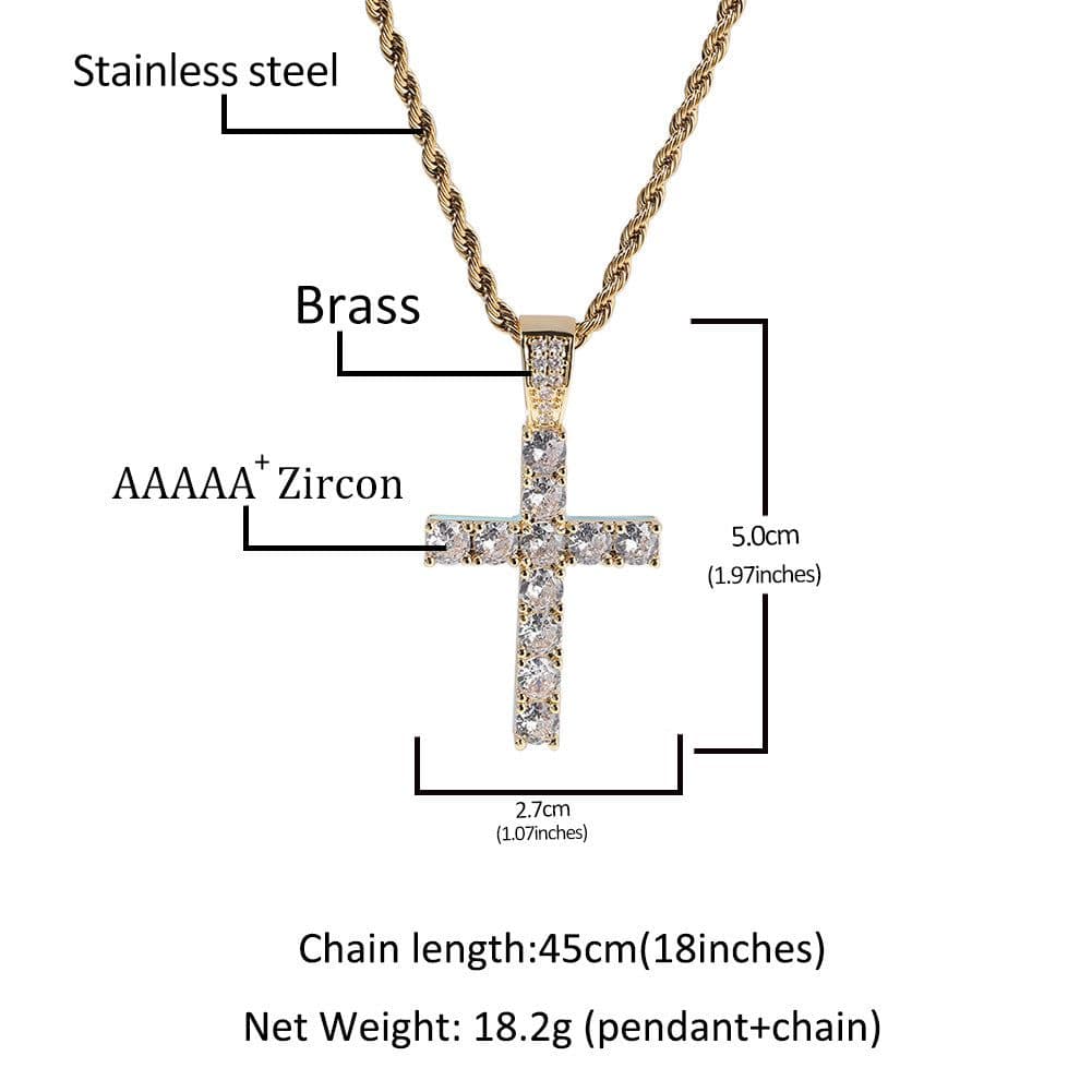 image-Cross Necklace Silver Luminous Zircon Pendant