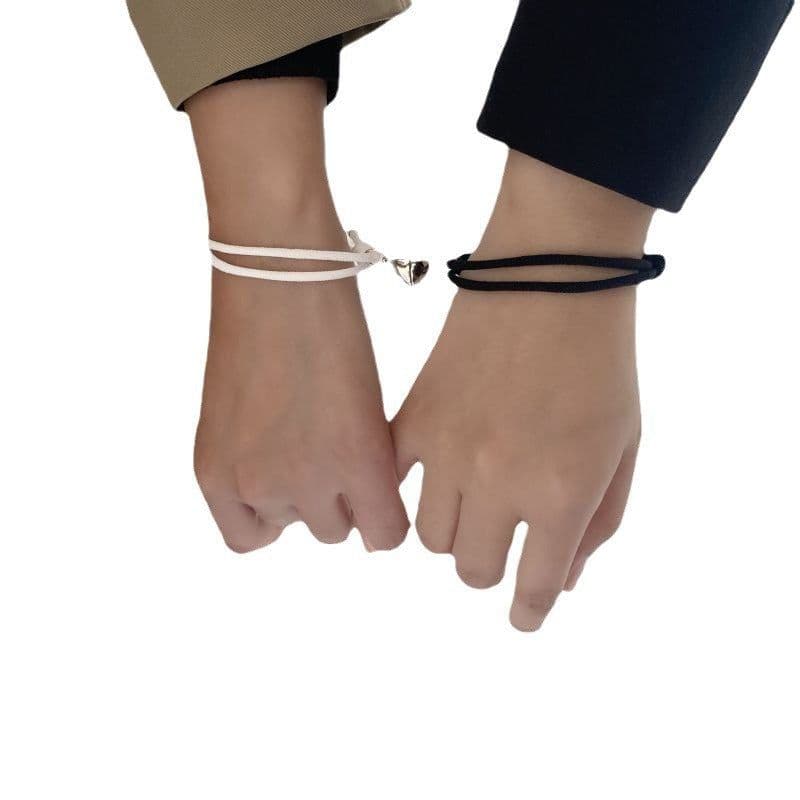 image-Bee Magnetic Couple Bracelet Set - Adjustable Love Heart