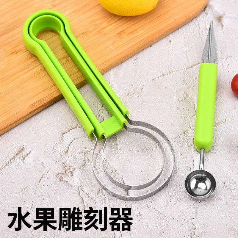 image-Three In One Stainless Steel Fruit Digger Set, 3-Piece Carving Spoon And Scoop