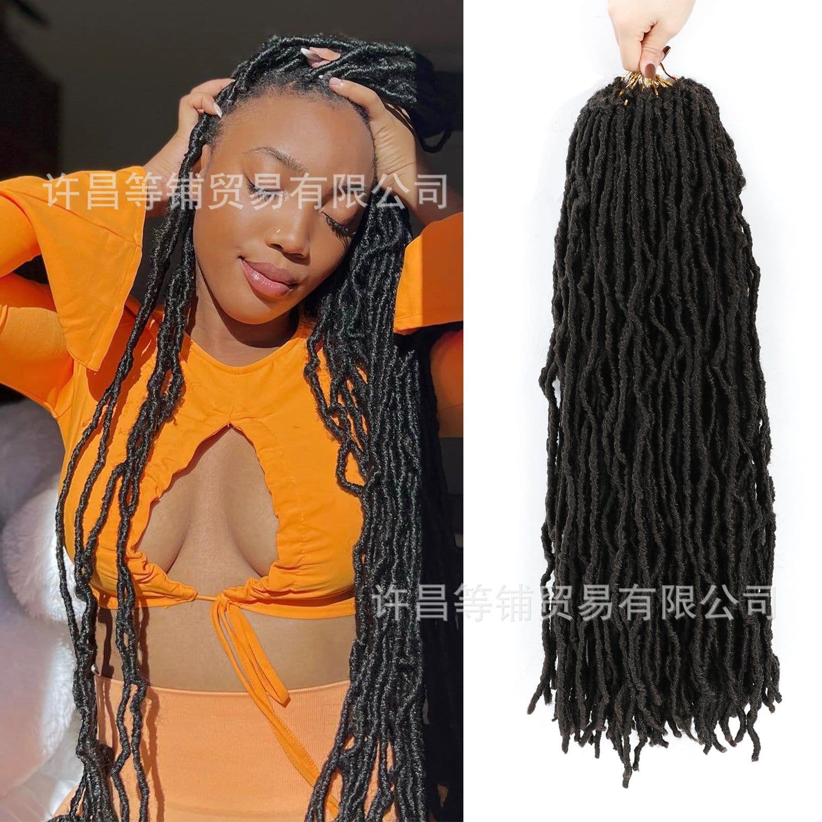 image-10-36inch chemical fiber crochet wig black earthworm curl Soft Locs Crochet Hair21 pieces