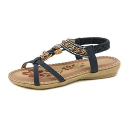 image-Ruilian 2023 Apricot Beach Sandals - Rhinestone Flat Open Toe TPR Sole, Large Size